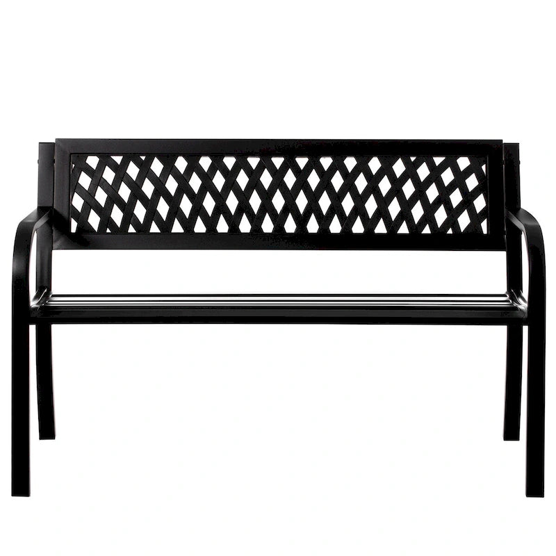 Gardenised Panca da Esterno in Acciaio 47", per Giardino, Patio, Terrazzo e Balcone, Nera, Resistente alle Intemperie, Seduta da Parco