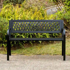 Gardenised Panca da Esterno in Acciaio 47", per Giardino, Patio, Terrazzo e Balcone, Nera, Resistente alle Intemperie, Seduta da Parco