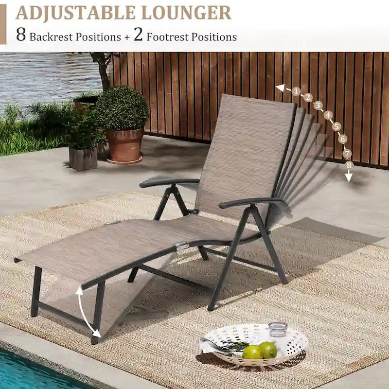 VredHom Lettino Pieghevole Portatile da Esterno con Tavolino (Set da 3) - 70 L x 20 P x 14 A