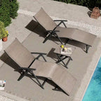 VredHom Lettino Pieghevole Portatile da Esterno con Tavolino (Set da 3) - 70 L x 20 P x 14 A