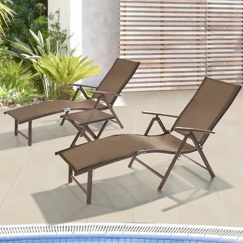 VredHom Lettino Pieghevole Portatile da Esterno con Tavolino (Set da 3) - 70 L x 20 P x 14 A
