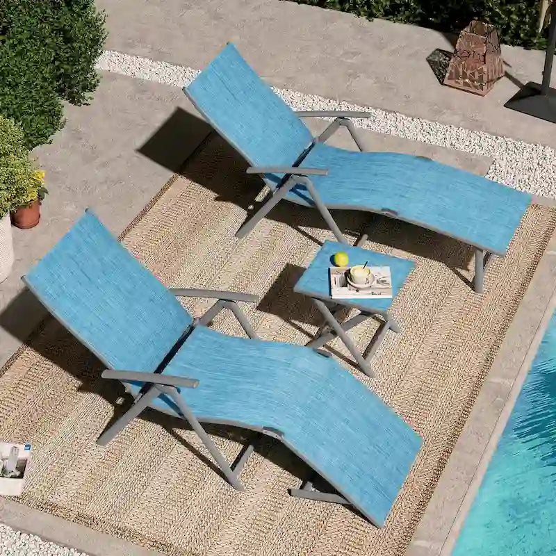 VredHom Lettino Pieghevole Portatile da Esterno con Tavolino (Set da 3) - 70 L x 20 P x 14 A