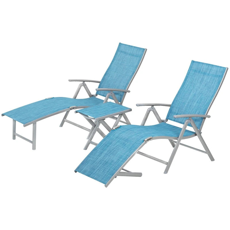 VredHom Lettino Pieghevole Portatile da Esterno con Tavolino (Set da 3) - 70 L x 20 P x 14 A