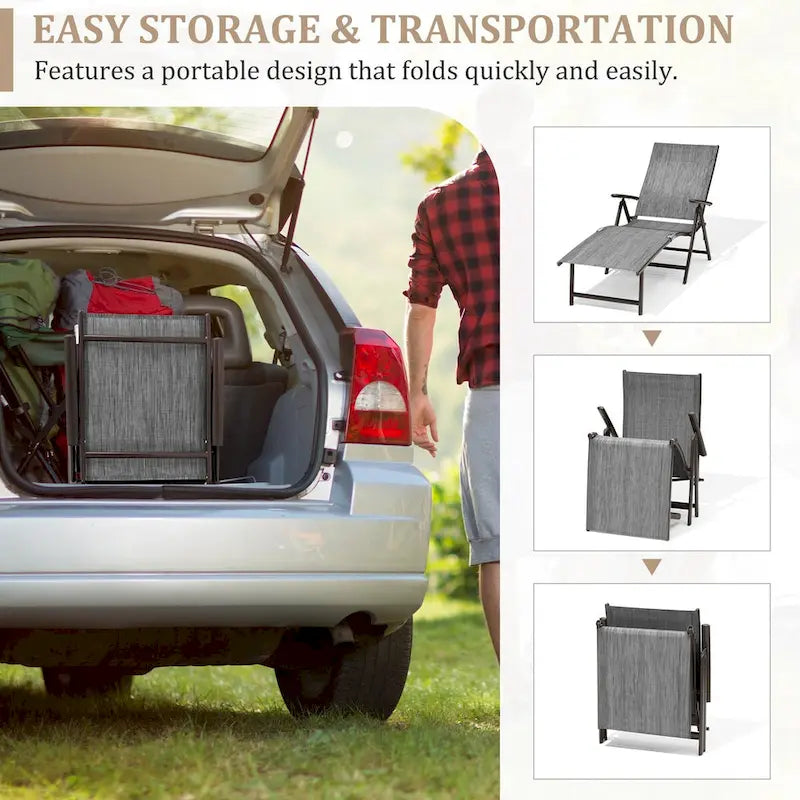 VredHom Lettino Pieghevole Portatile da Esterno con Tavolino (Set da 3) - 70 L x 20 P x 14 A