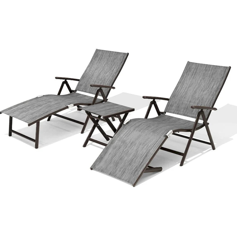 VredHom Lettino Pieghevole Portatile da Esterno con Tavolino (Set da 3) - 70 L x 20 P x 14 A