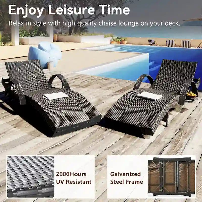 Set di 2 chaise longue in vimini da esterno