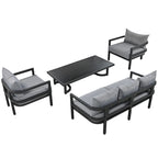 Set divano da esterno in acciaio multi-persona, impermeabile, antiruggine e anti-UV, adatto per giardini e prati