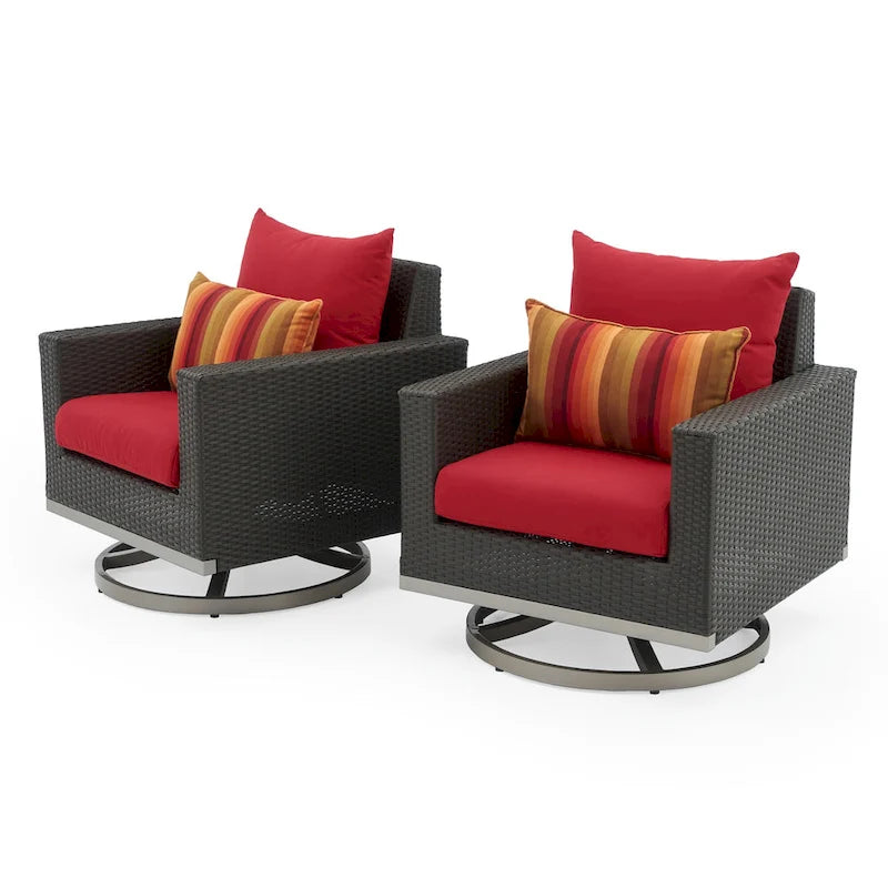 Poltrone da esterno Milo Espresso Sunbrella a 2 pezzi con movimento per patio