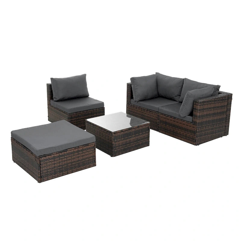 Set di mobili in vimini da 5 pezzi
