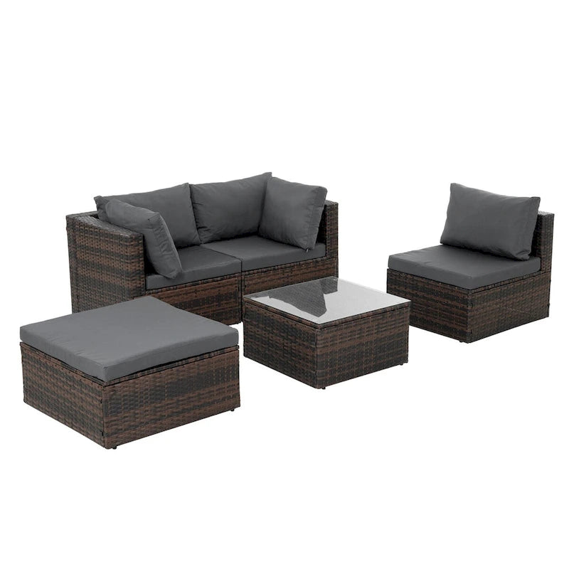 Set di mobili in vimini da 5 pezzi
