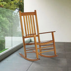Sedia a dondolo Grondin per interni ed esterni con struttura in legno massiccio, dondolo per patio e veranda resistente a tutte le intemperie e con schienale alto
