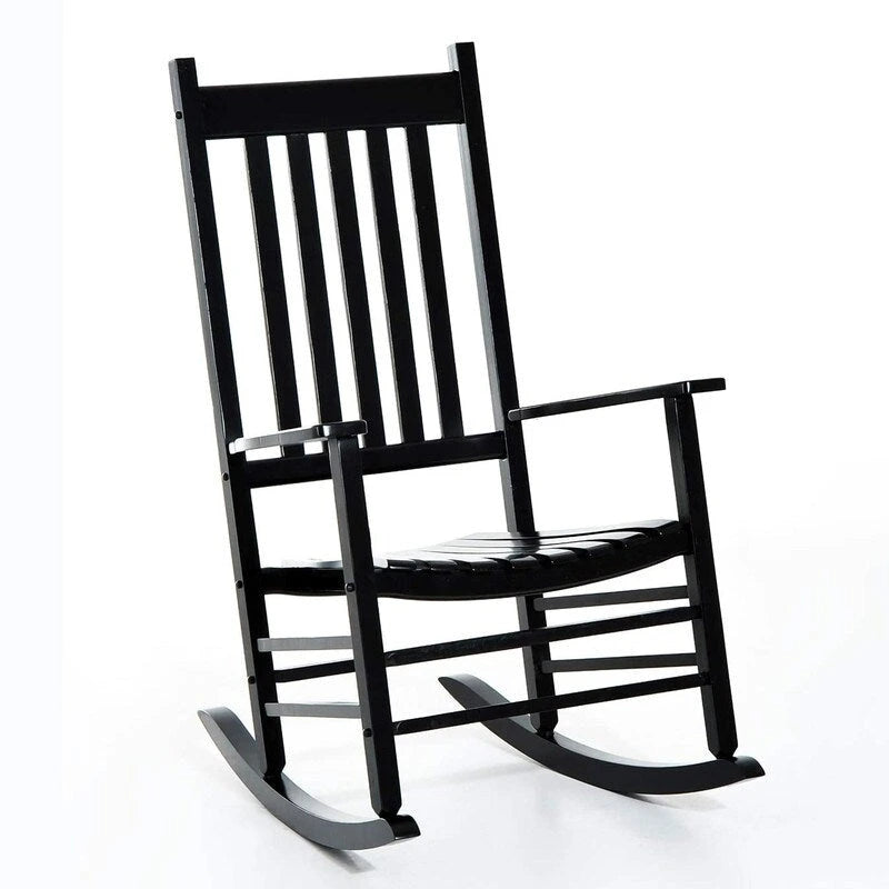 Sedia a dondolo Grondin per interni ed esterni con struttura in legno massiccio, dondolo per patio e veranda resistente a tutte le intemperie e con schienale alto