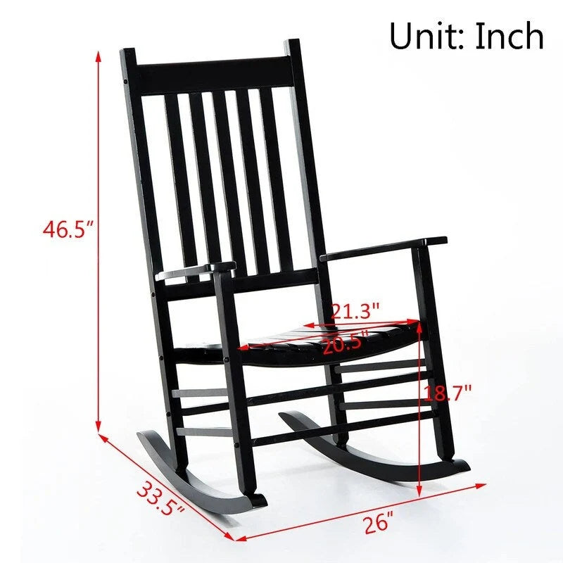 Sedia a dondolo Grondin per interni ed esterni con struttura in legno massiccio, dondolo per patio e veranda resistente a tutte le intemperie e con schienale alto