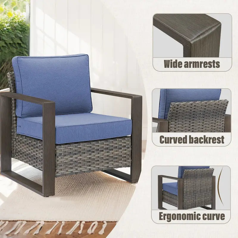 Gymojoy Set di 2 sedie da esterno, Sedie in Rattan per tutte le stagioni - Grigio