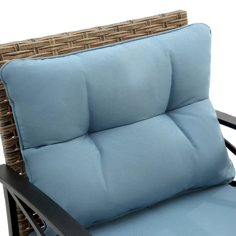 Set divano sezionale a 4 pezzi da esterno in vimini e rattan con cuscino per giardino e patio