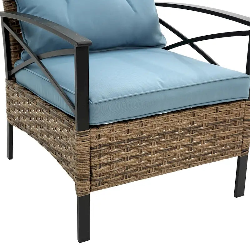 Set divano sezionale a 4 pezzi da esterno in vimini e rattan con cuscino per giardino e patio