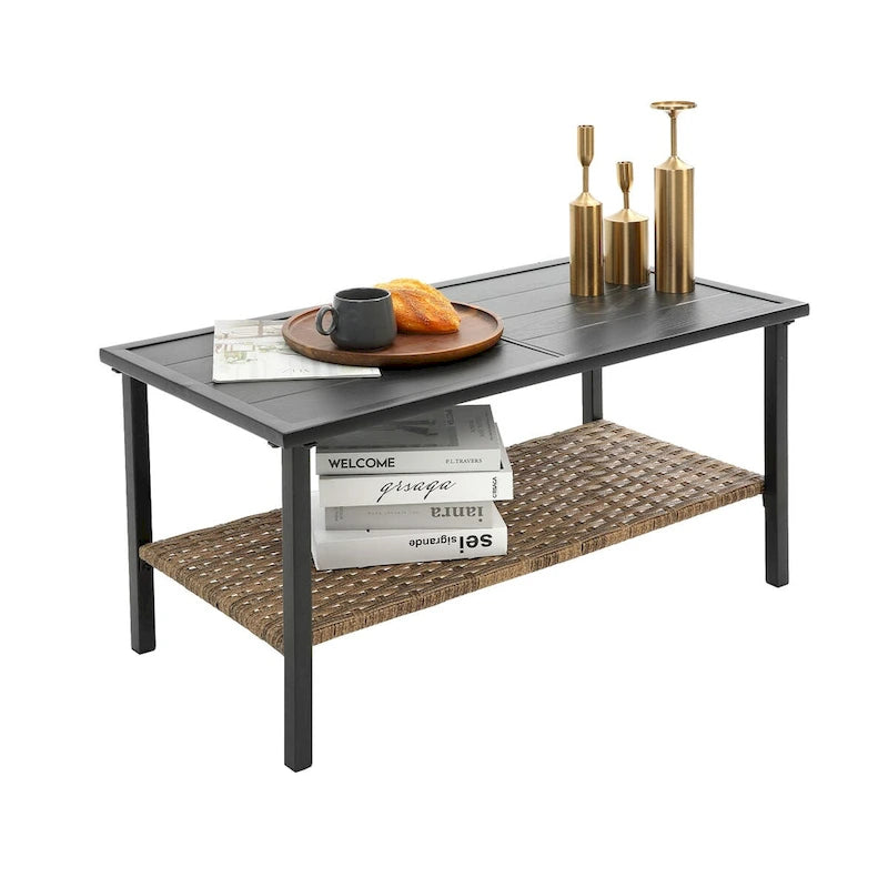 Set divano sezionale a 4 pezzi da esterno in vimini e rattan con cuscino per giardino e patio