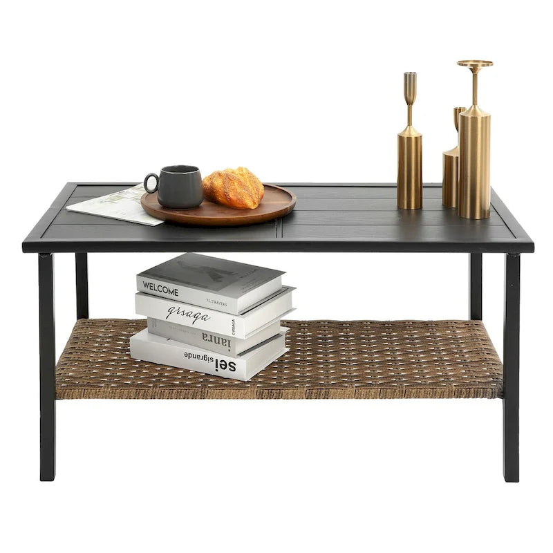 Set divano sezionale a 4 pezzi da esterno in vimini e rattan con cuscino per giardino e patio