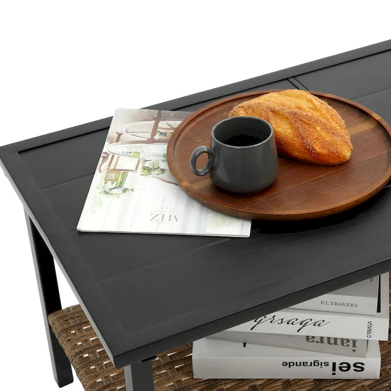 Set divano sezionale a 4 pezzi da esterno in vimini e rattan con cuscino per giardino e patio