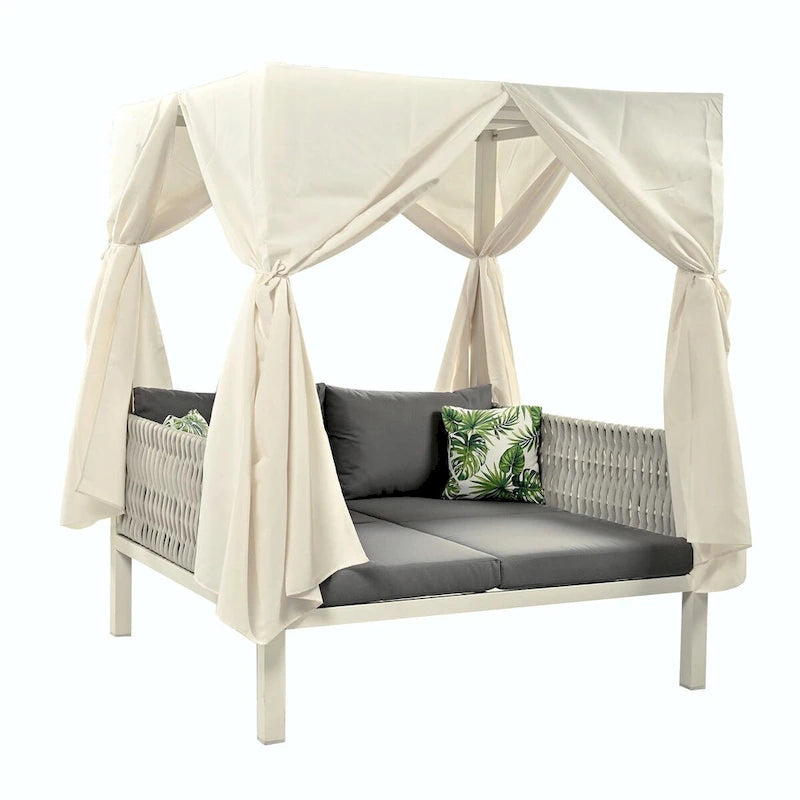 Lettino da Esterno con Tende, Alto Comfort, Adatto