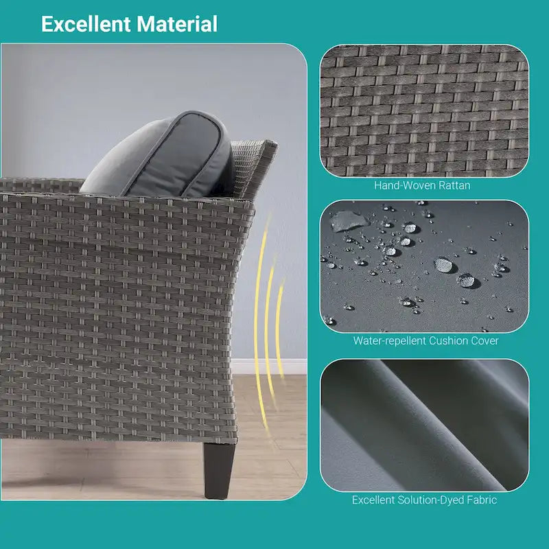 BONOSUKI Set di Divani da Giardino 8 Pezzi in Rattan Grigio con Poggiapiedi