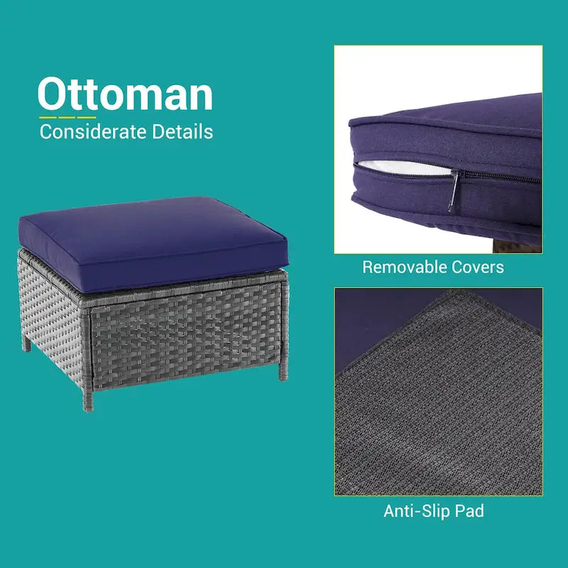 BONOSUKI Set di Divani da Giardino 8 Pezzi in Rattan Grigio con Poggiapiedi