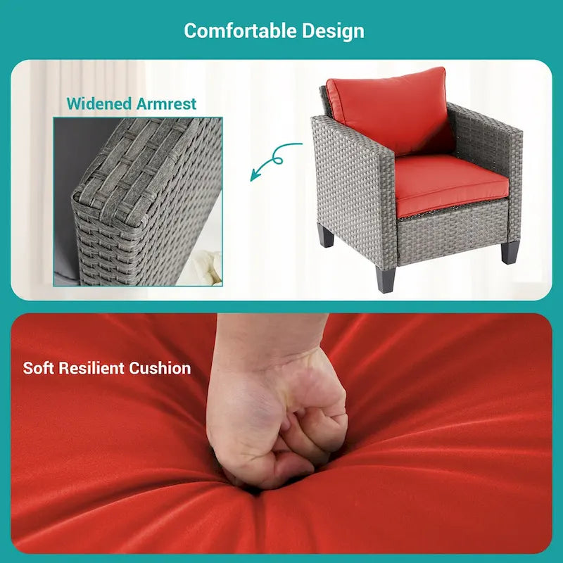 BONOSUKI Set di Divani da Giardino 8 Pezzi in Rattan Grigio con Poggiapiedi