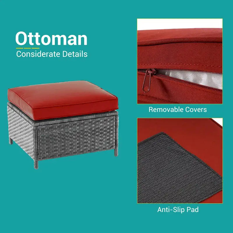 BONOSUKI Set di Divani da Giardino 8 Pezzi in Rattan Grigio con Poggiapiedi