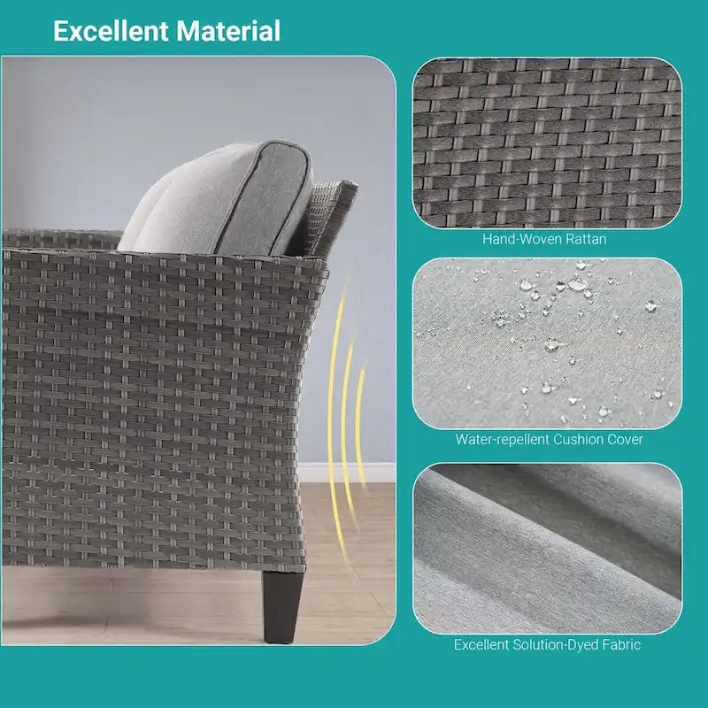 BONOSUKI Set di Divani da Giardino 8 Pezzi in Rattan Grigio con Poggiapiedi