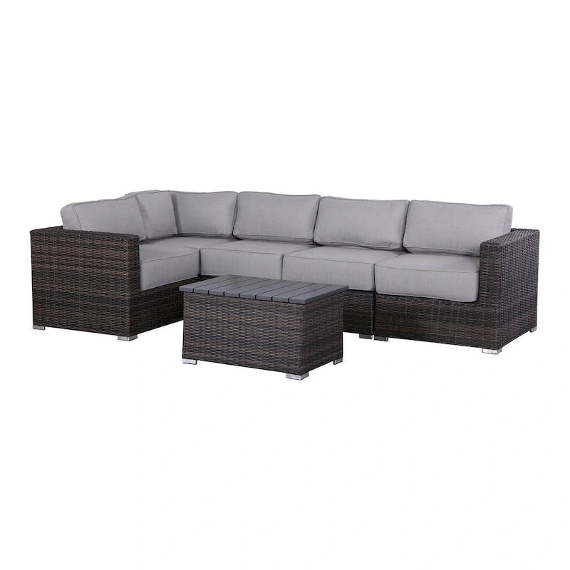 Set da 4 posti a sedere LSI in vimini/rattan con cuscini