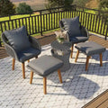 Set salotto da giardino 5 pezzi con tavolo bar in vimini e poggiapiedi