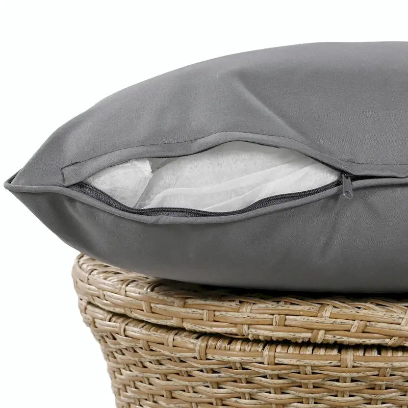 Set salotto da giardino 5 pezzi con tavolo bar in vimini e poggiapiedi