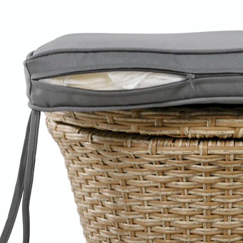 Set salotto da giardino 5 pezzi con tavolo bar in vimini e poggiapiedi