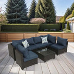 Divano Sezionale da Esterno a 7 Pezzi in Rattan PE con Cuscini e Tavolino da Caffè