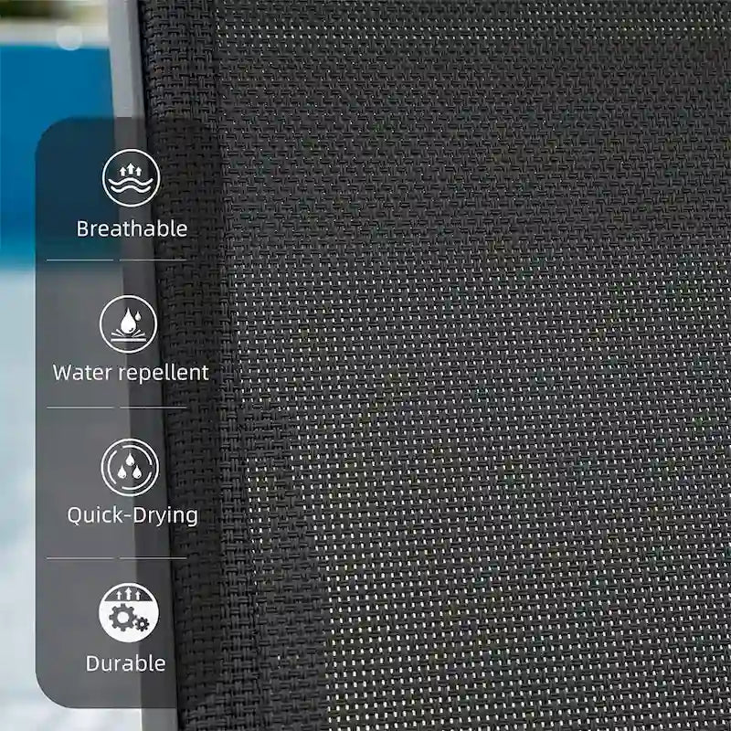 5 Sedie a Sdraio Reclinabili da Esterno in Alluminio con Cuscino e 1 Tavolo, Colore Blu - N/A