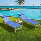 5 Sedie a Sdraio Reclinabili da Esterno in Alluminio con Cuscino e 1 Tavolo, Colore Blu - N/A