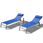 5 Sedie a Sdraio Reclinabili da Esterno in Alluminio con Cuscino e 1 Tavolo, Colore Blu - N/A