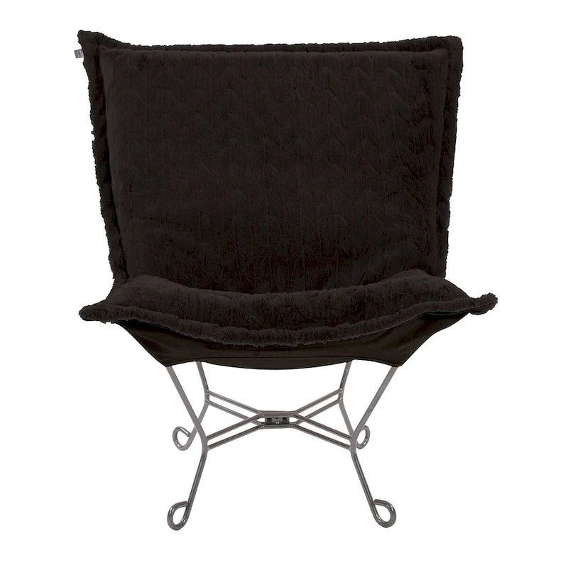 Sedia Scroll Puff di Allan Andrews con struttura in titanio, Collezione Angora