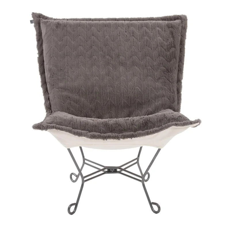 Sedia Scroll Puff di Allan Andrews con struttura in titanio, Collezione Angora