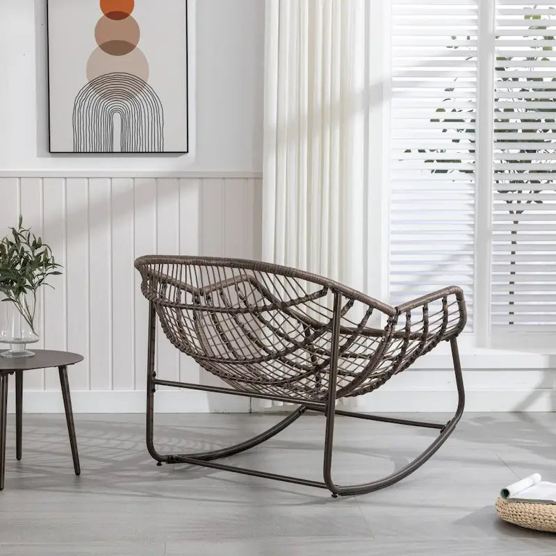 Sedia Reclinabile a Dondolo Imbottita da Esterno per Portico - 43.70P x 37.20L x 31.50H