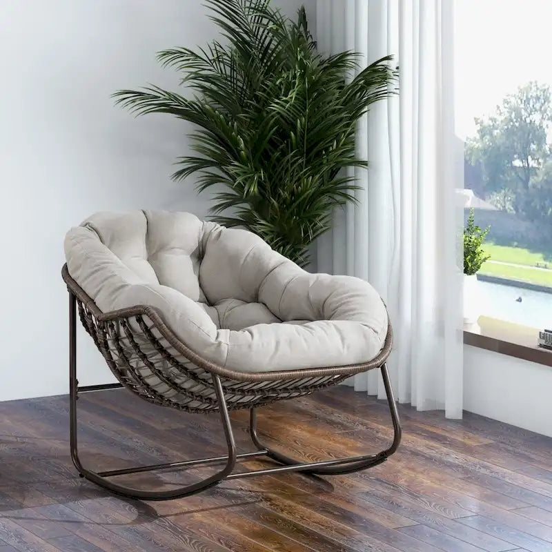 Sedia Reclinabile a Dondolo Imbottita da Esterno per Portico - 43.70P x 37.20L x 31.50H