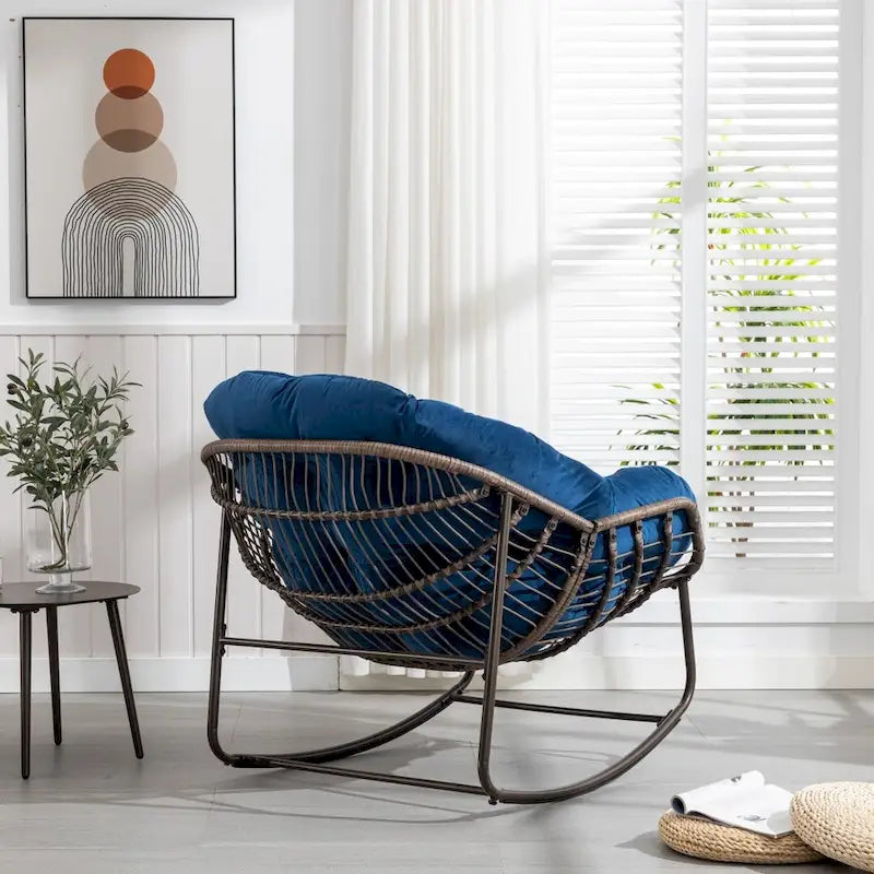 Sedia Reclinabile a Dondolo Imbottita da Esterno per Portico - 43.70P x 37.20L x 31.50H