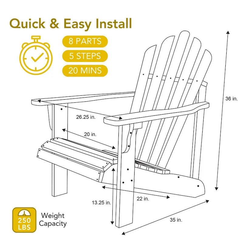 Set sedia Adirondack e tavolino pieghevole in legno Remedy