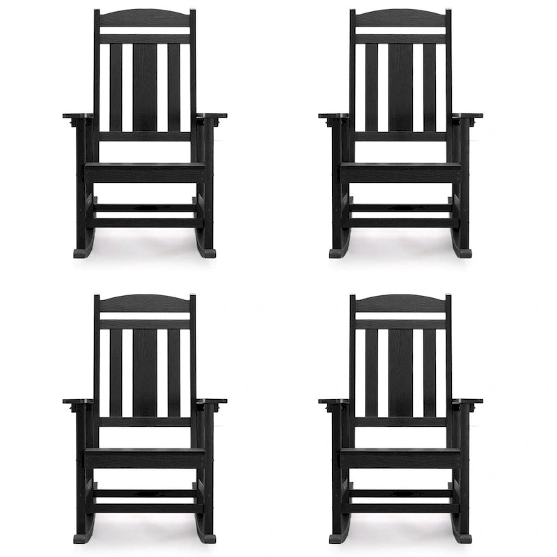 LUE BONA Sedie a dondolo Adirondack da esterno in plastica per patio, set da 4 - 34.6P x 28L x 43.7A