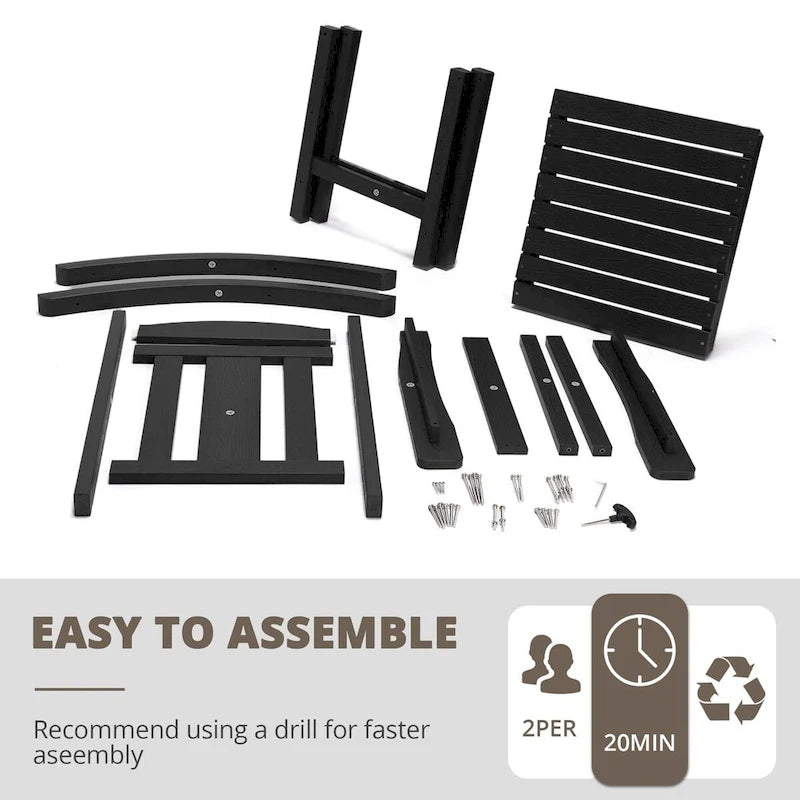 LUE BONA Sedie a dondolo Adirondack da esterno in plastica per patio, set da 4 - 34.6P x 28L x 43.7A