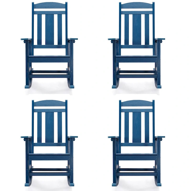 LUE BONA Sedie a dondolo Adirondack da esterno in plastica per patio, set da 4 - 34.6P x 28L x 43.7A