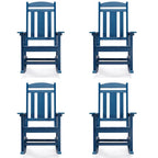 LUE BONA Sedie a dondolo Adirondack da esterno in plastica per patio, set da 4 - 34.6P x 28L x 43.7A