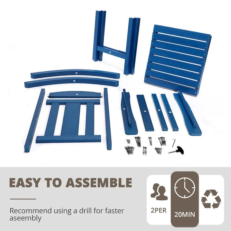 LUE BONA Sedie a dondolo Adirondack da esterno in plastica per patio, set da 4 - 34.6P x 28L x 43.7A