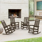 LUE BONA Sedie a dondolo Adirondack da esterno in plastica per patio, set da 4 - 34.6P x 28L x 43.7A