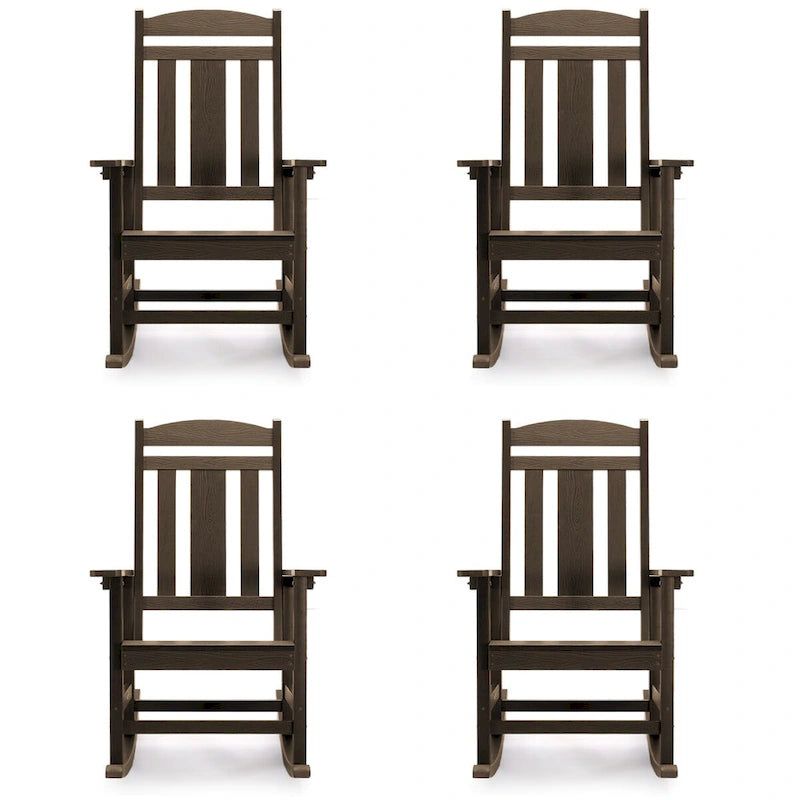 LUE BONA Sedie a dondolo Adirondack da esterno in plastica per patio, set da 4 - 34.6P x 28L x 43.7A